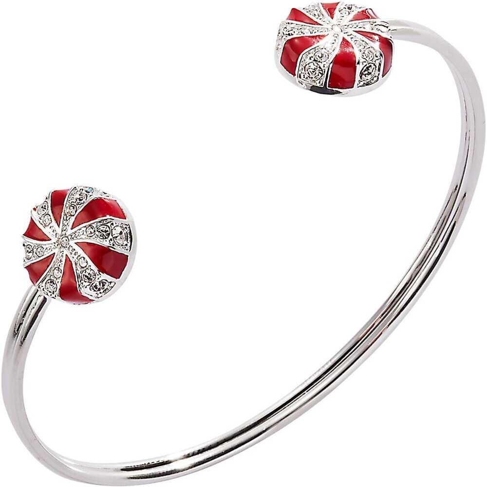 Holiday Peppermint Brass Cuff Bracelet Nickel-Free No Clasp